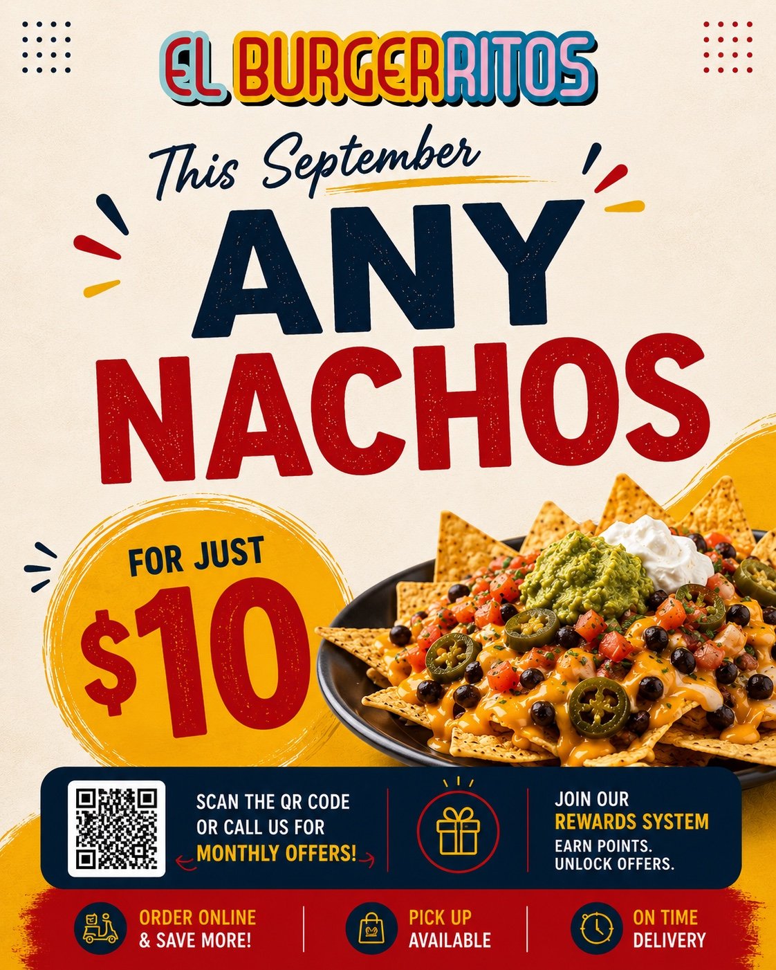 September offer: any nachos for just ten dollars